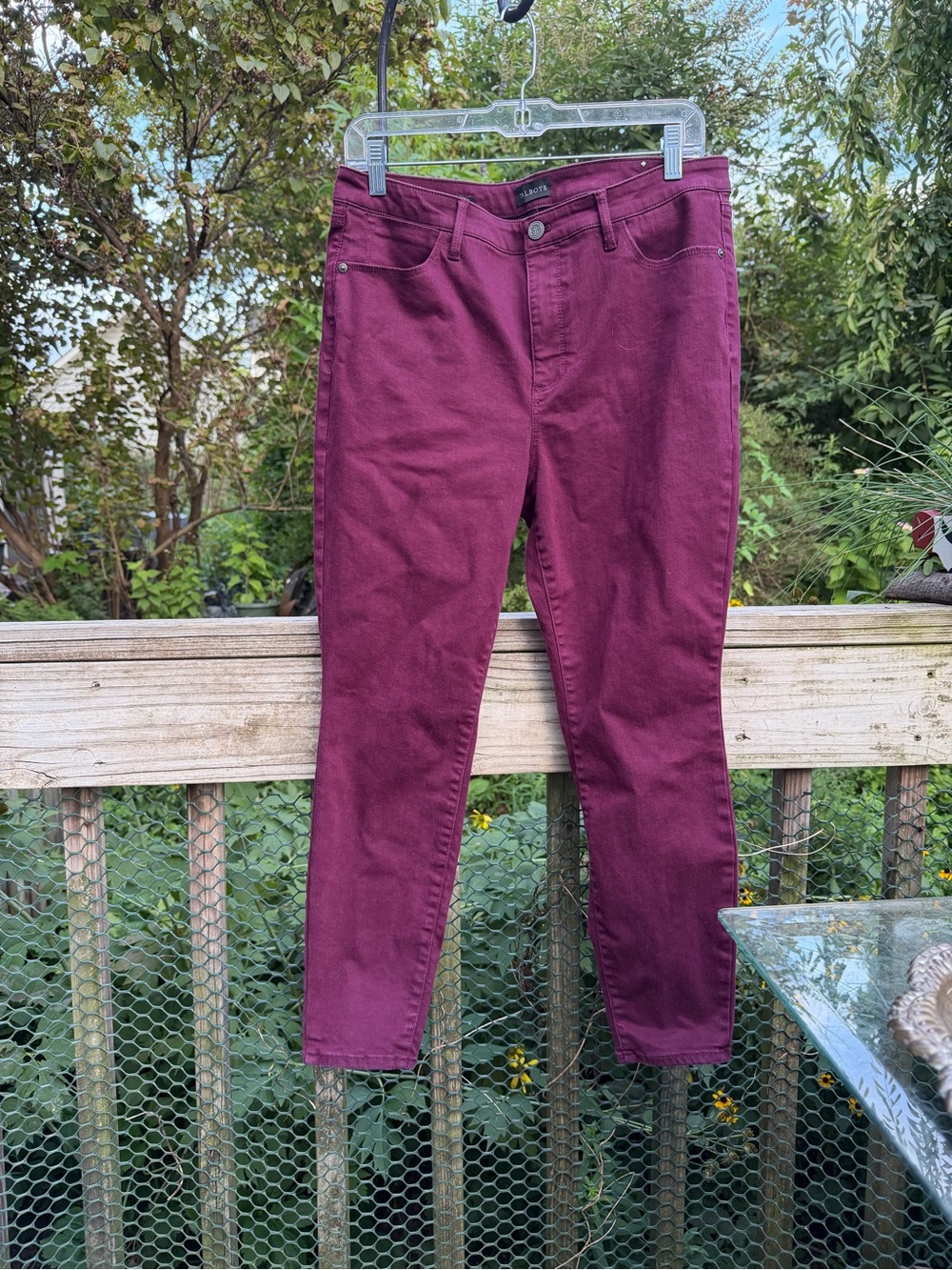 Talbots Berry or Maroon Denim Stretch 12P Jeans Comfy Worn Once Jegging